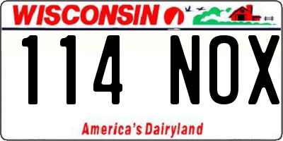 WI license plate 114NOX