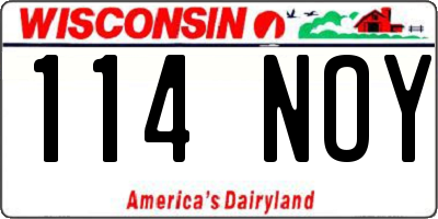 WI license plate 114NOY