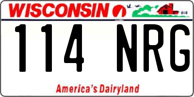 WI license plate 114NRG
