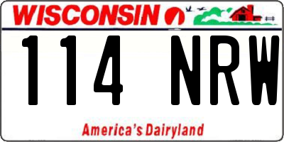WI license plate 114NRW