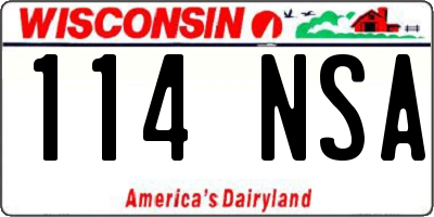 WI license plate 114NSA