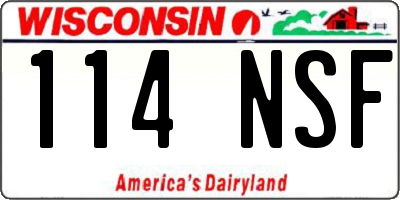 WI license plate 114NSF