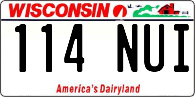 WI license plate 114NUI