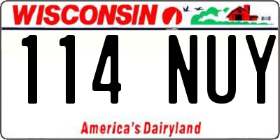 WI license plate 114NUY
