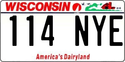WI license plate 114NYE