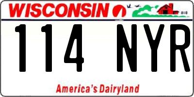 WI license plate 114NYR