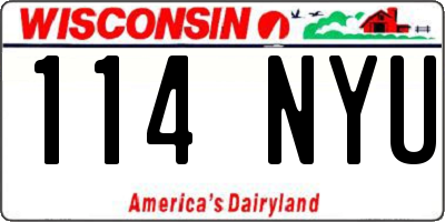 WI license plate 114NYU