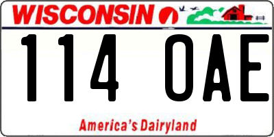 WI license plate 114OAE