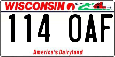 WI license plate 114OAF