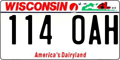 WI license plate 114OAH