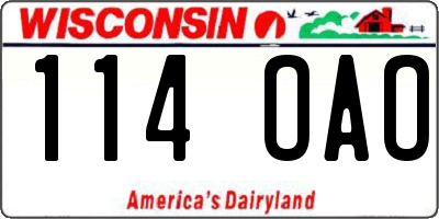 WI license plate 114OAO