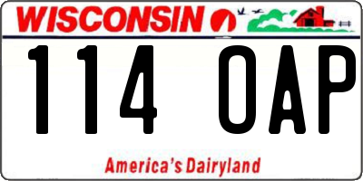 WI license plate 114OAP