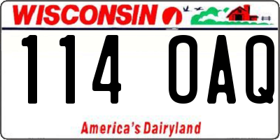 WI license plate 114OAQ