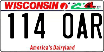WI license plate 114OAR