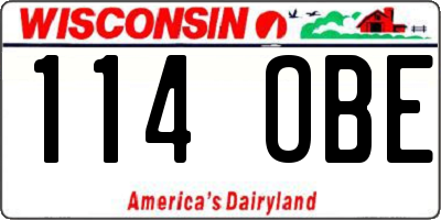 WI license plate 114OBE