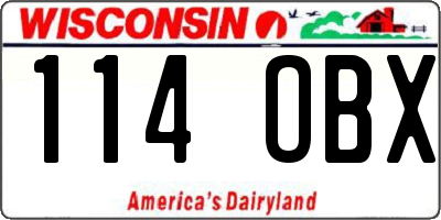 WI license plate 114OBX