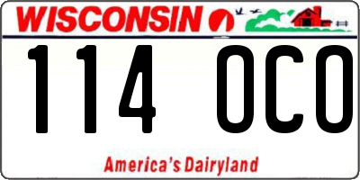 WI license plate 114OCO