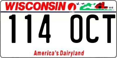 WI license plate 114OCT