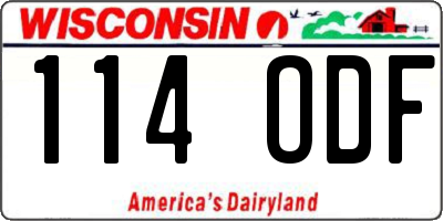 WI license plate 114ODF
