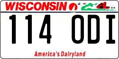 WI license plate 114ODI
