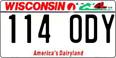 WI license plate 114ODY