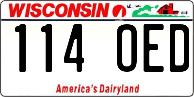 WI license plate 114OED
