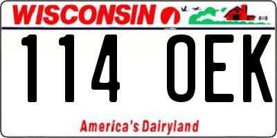 WI license plate 114OEK