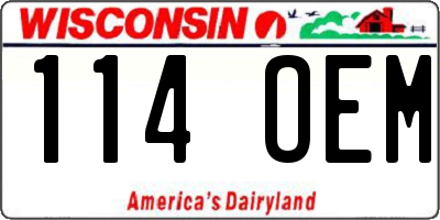 WI license plate 114OEM