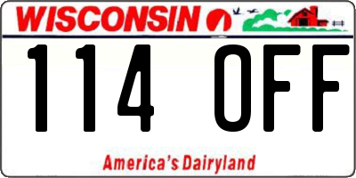 WI license plate 114OFF