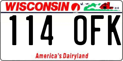 WI license plate 114OFK
