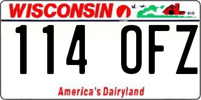 WI license plate 114OFZ