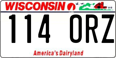WI license plate 114ORZ