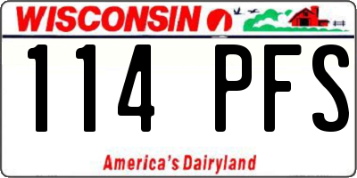 WI license plate 114PFS