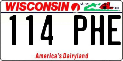 WI license plate 114PHE