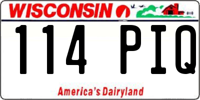 WI license plate 114PIQ