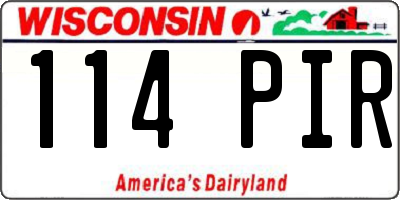 WI license plate 114PIR
