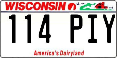 WI license plate 114PIY