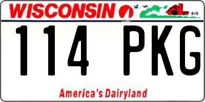 WI license plate 114PKG