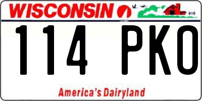 WI license plate 114PKO