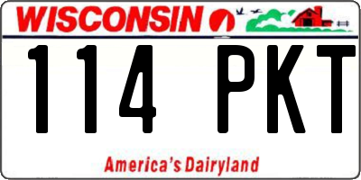 WI license plate 114PKT