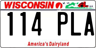 WI license plate 114PLA