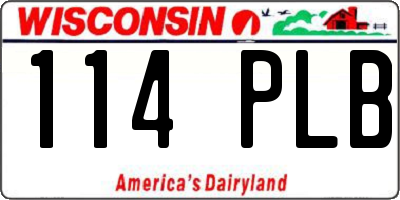 WI license plate 114PLB