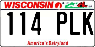WI license plate 114PLK