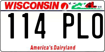 WI license plate 114PLO