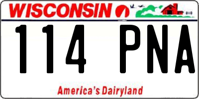 WI license plate 114PNA