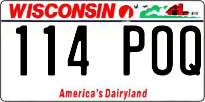 WI license plate 114POQ