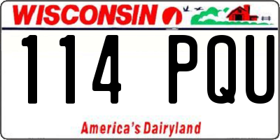 WI license plate 114PQU