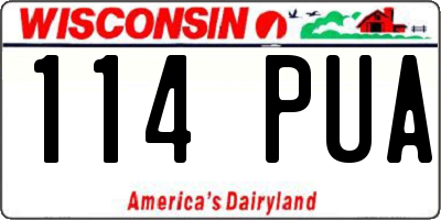 WI license plate 114PUA
