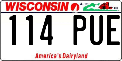 WI license plate 114PUE