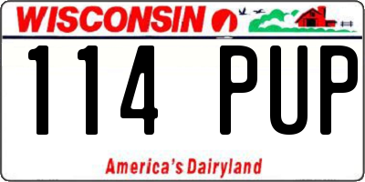 WI license plate 114PUP